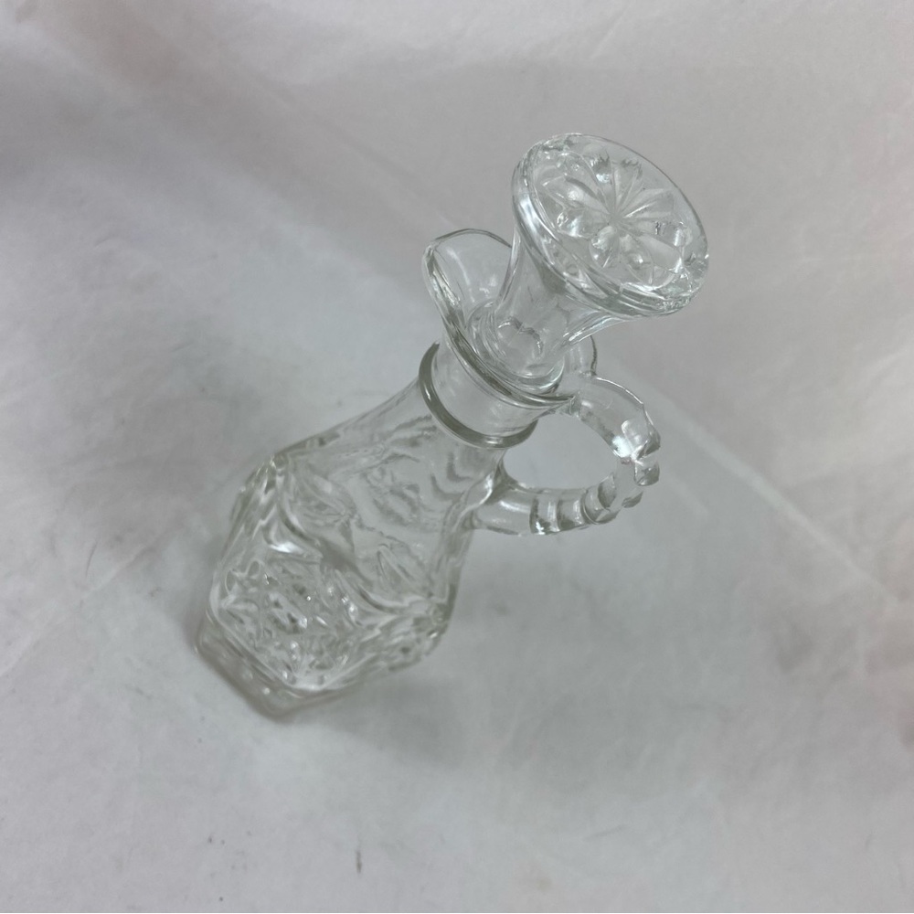 Anchor Hocking Vtg Star of David Glass Oil Vinegar Cruet Set w/ Stopper 7.5” T - Picture 4 of 13